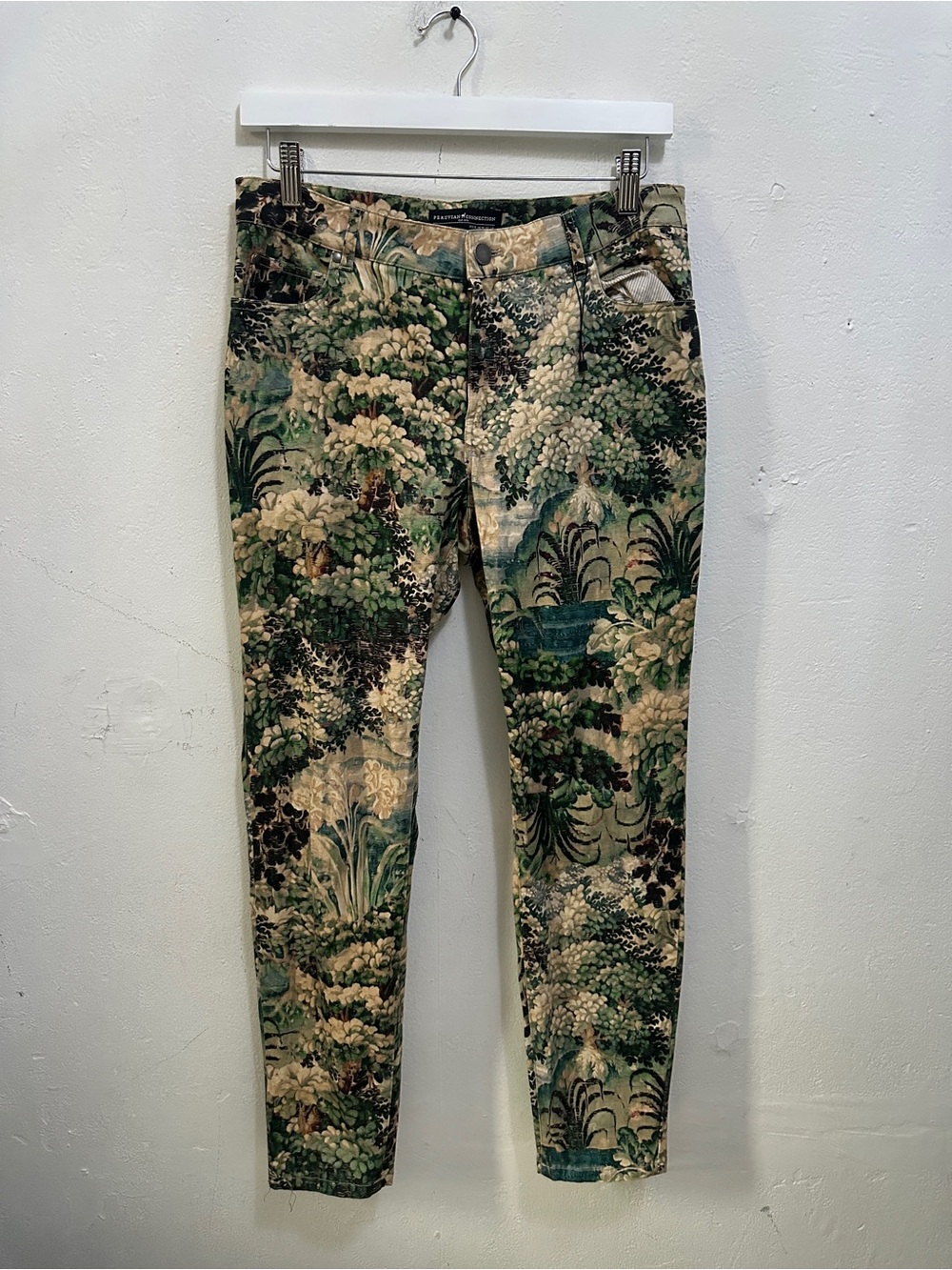 Peruvian Connection Women’s Floral Garden Print Stretch Size 6 Green